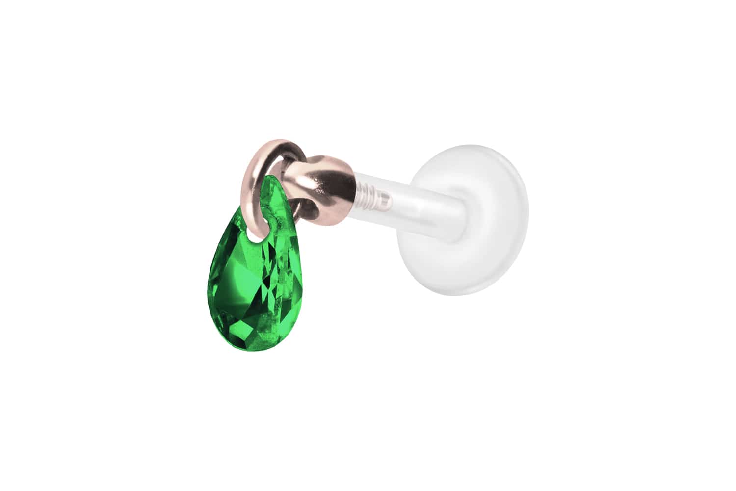 PTFE Labret Piercing mit Innengewinde + Titan-Aufsatz KRISTALLTROPFEN